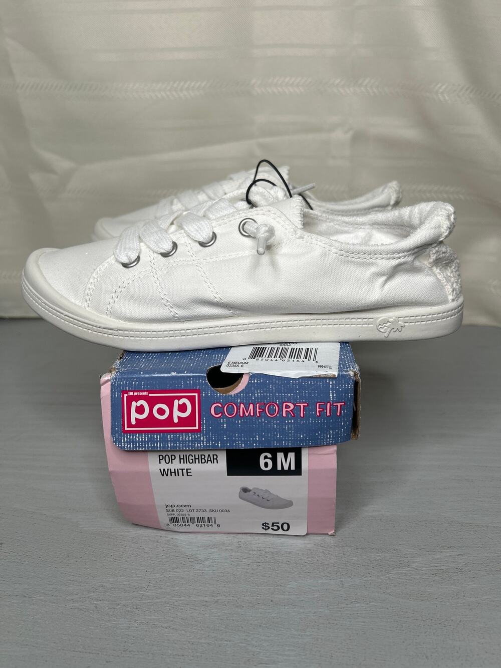 Pop Highbar Womens Sneakers Slip On Flat White Casual Shoes Size 6 M